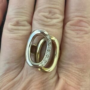 1970s Yellow and White Gold and Diamond Ring